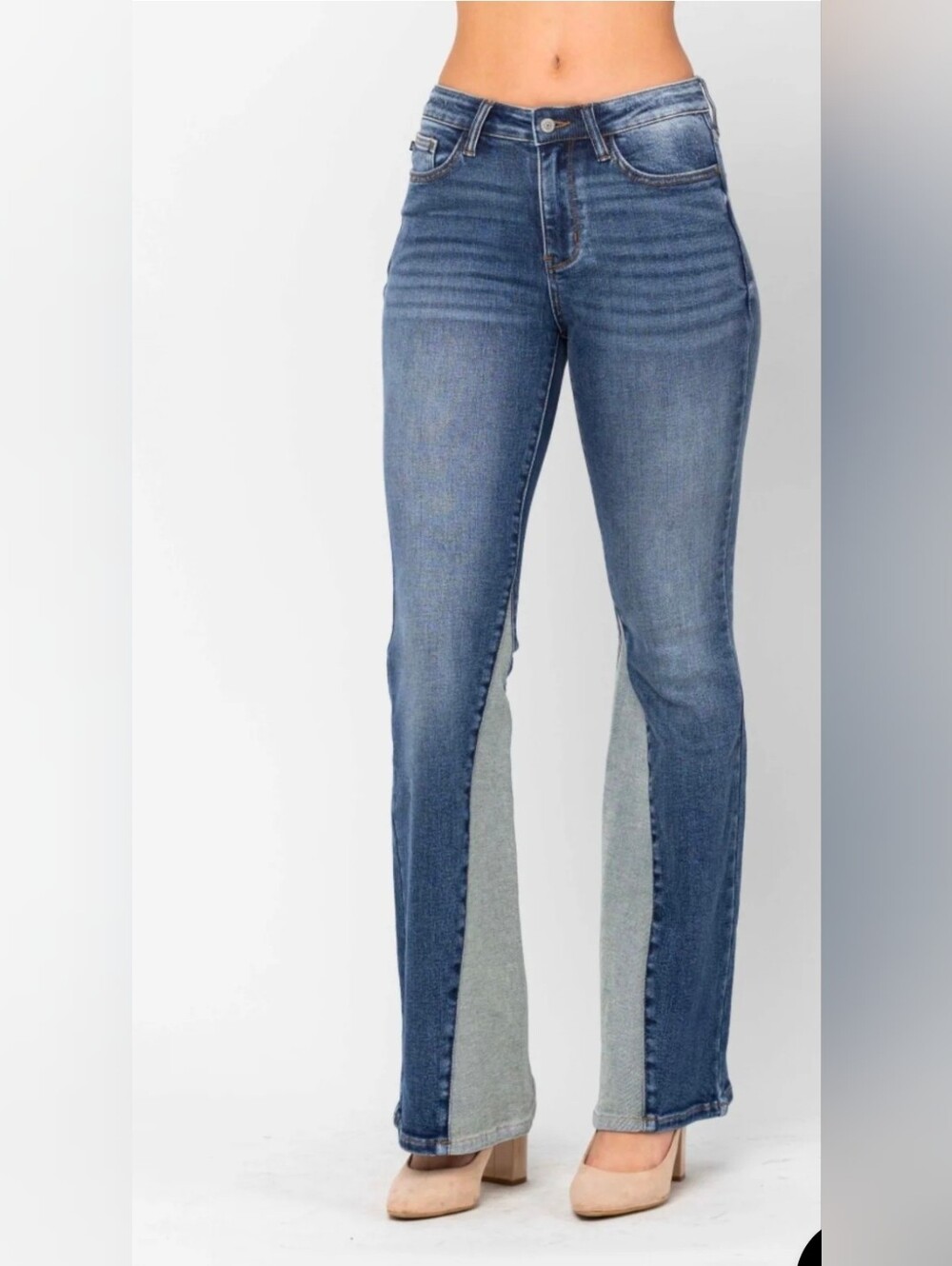 Judy Blue Inseam Panel Flare Leg Jeans